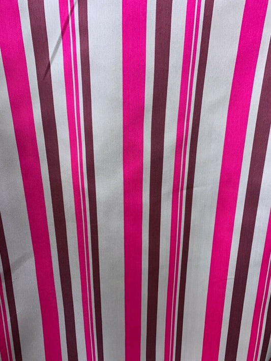 Fuchsia Pink Gray Burgundy Striped Polyester Twill Fabric (60 in.) Sold By The Yard