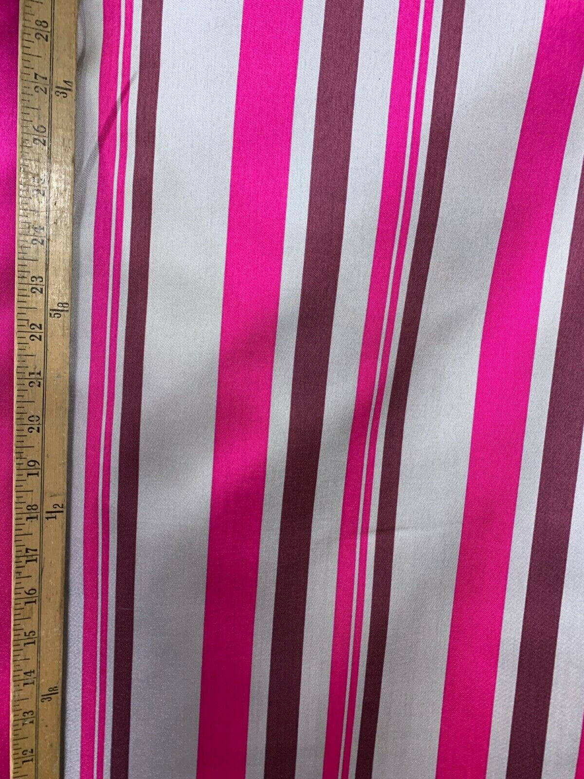 Fuchsia Pink Gray Burgundy Striped Polyester Twill Fabric (60 in.) Sold By The Yard