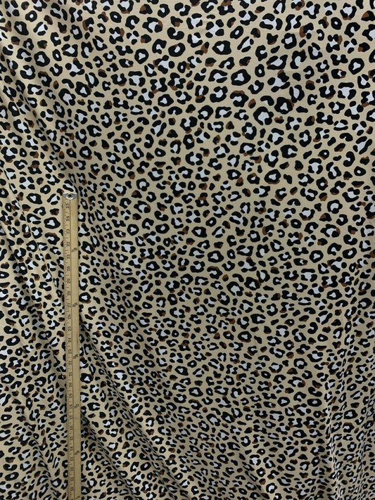 BEIGE BLACK BROWN Jaguar Print Cotton Jersey Stretch Fabric (60 in.) Sold By The Yard