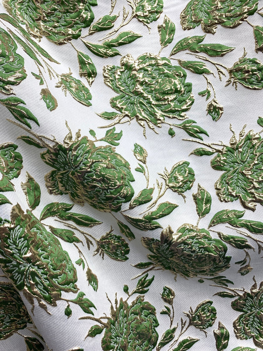 LIGHT GREEN GOLD Floral Brocade Fabric (60 in.) Sold By The Yard