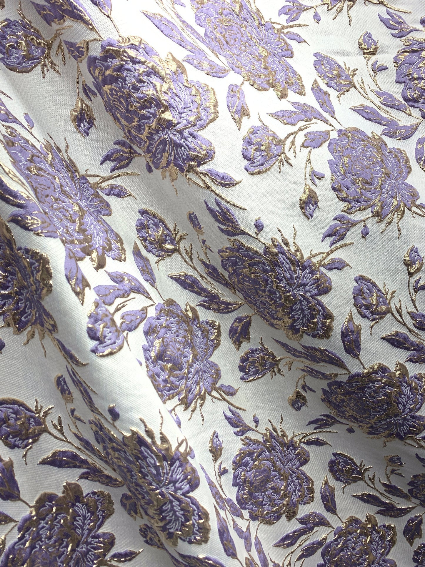 LAVENDER GOLD Floral Brocade Fabric (60 in.) Sold By The Yard