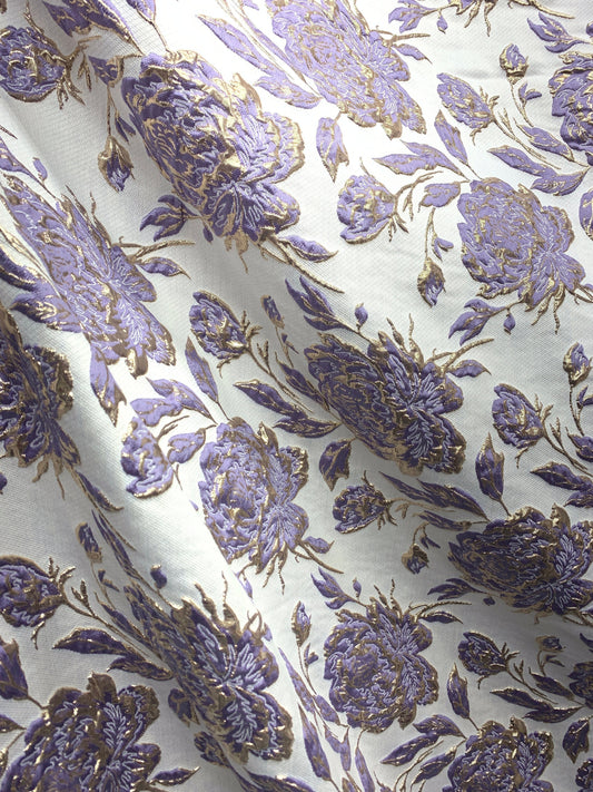 LAVENDER GOLD Floral Brocade Fabric (60 in.) Sold By The Yard