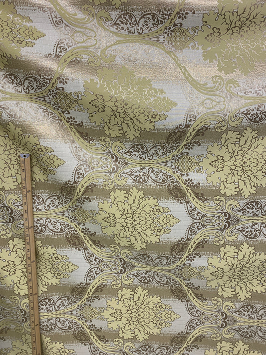 GOLD Damask Brocade Upholstery Drapery Fabric (110 in.) Sold By The Yard