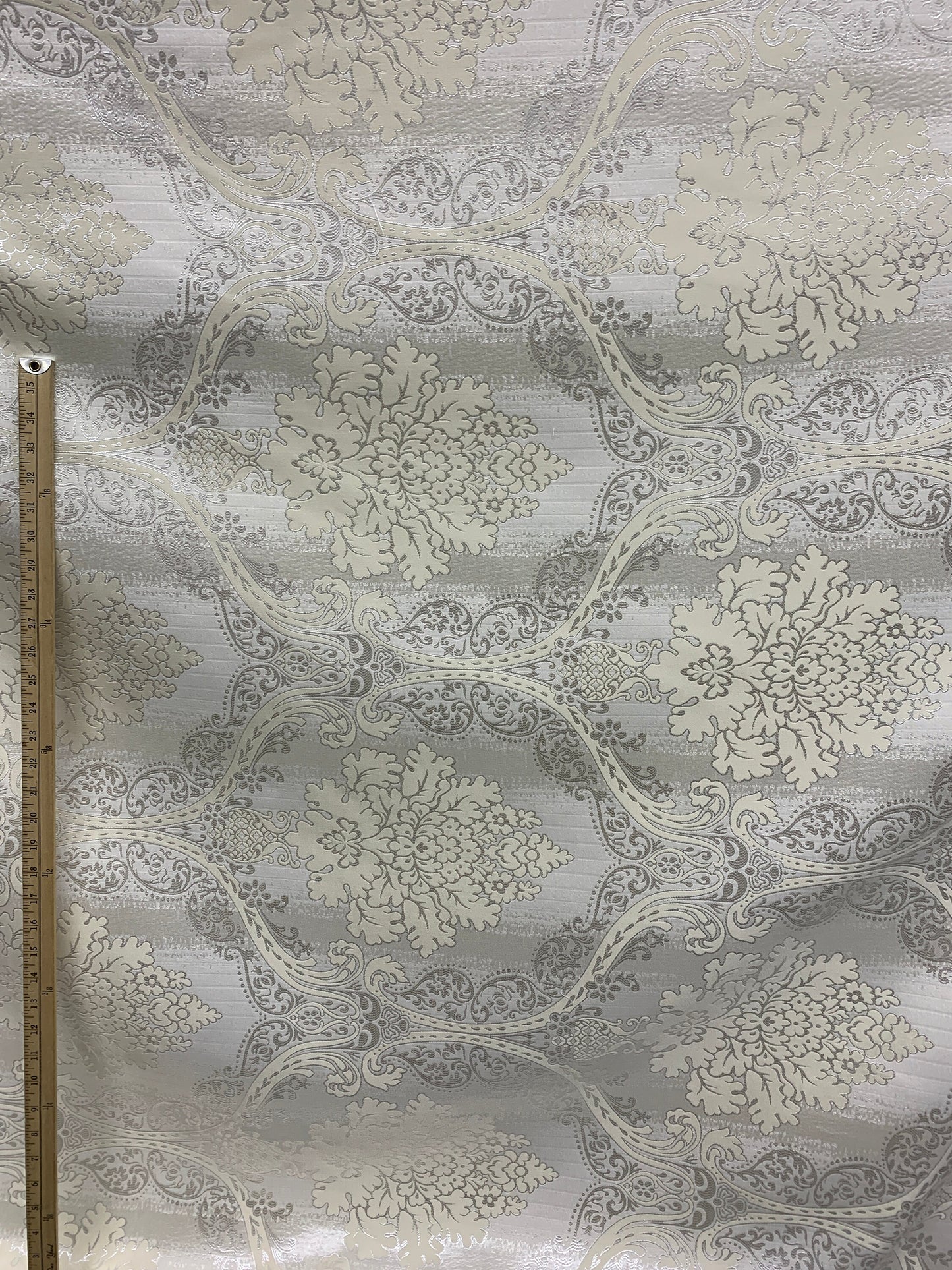 IVORY Damask Brocade Upholstery Drapery Fabric (110 in.) Sold By The Yard