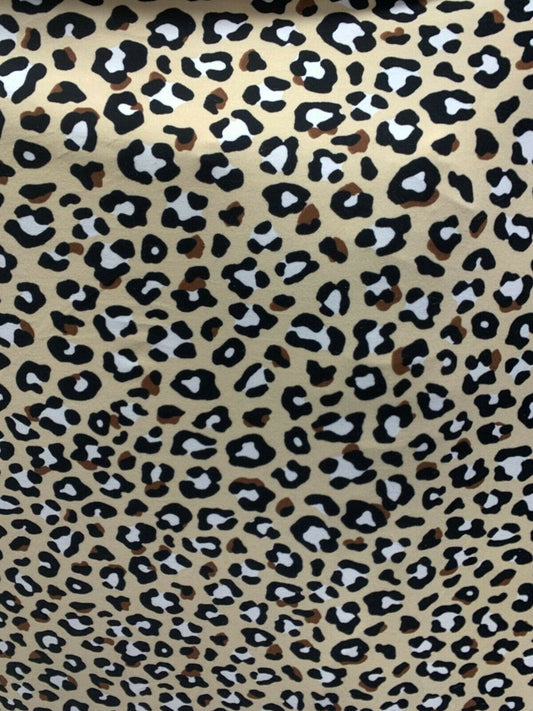 BEIGE BLACK BROWN Jaguar Print Cotton Jersey Stretch Fabric (60 in.) Sold By The Yard