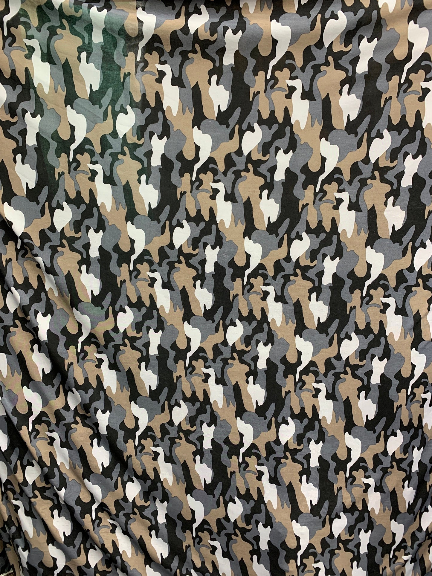 BEIGE GRAY Camouflage Print Cotton Jersey Stretch Fabric (60 in.) Sold By The Yard