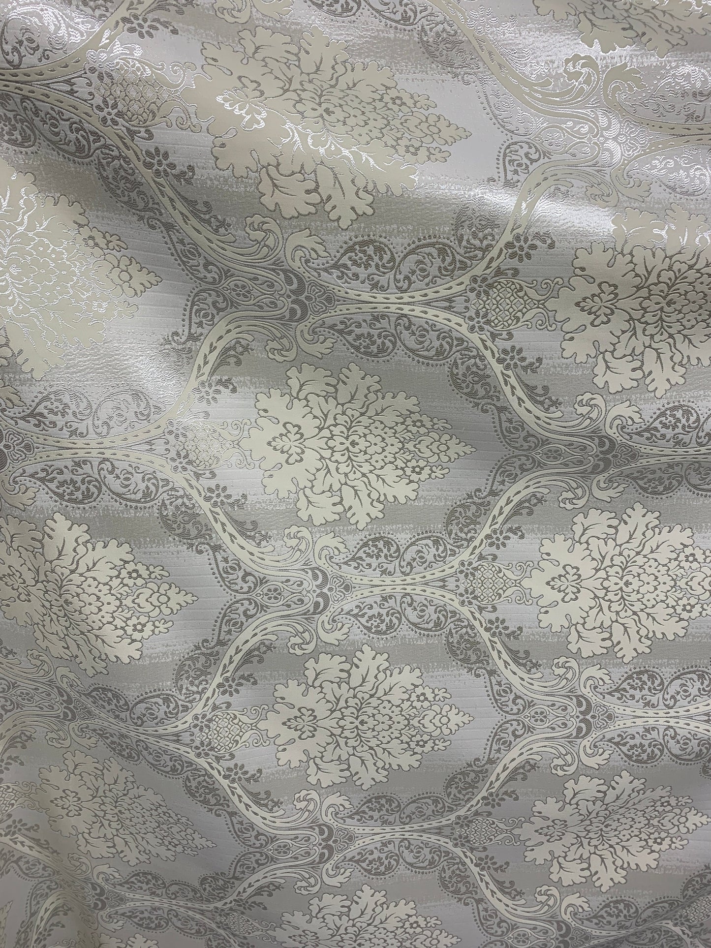 IVORY Damask Brocade Upholstery Drapery Fabric (110 in.) Sold By The Yard