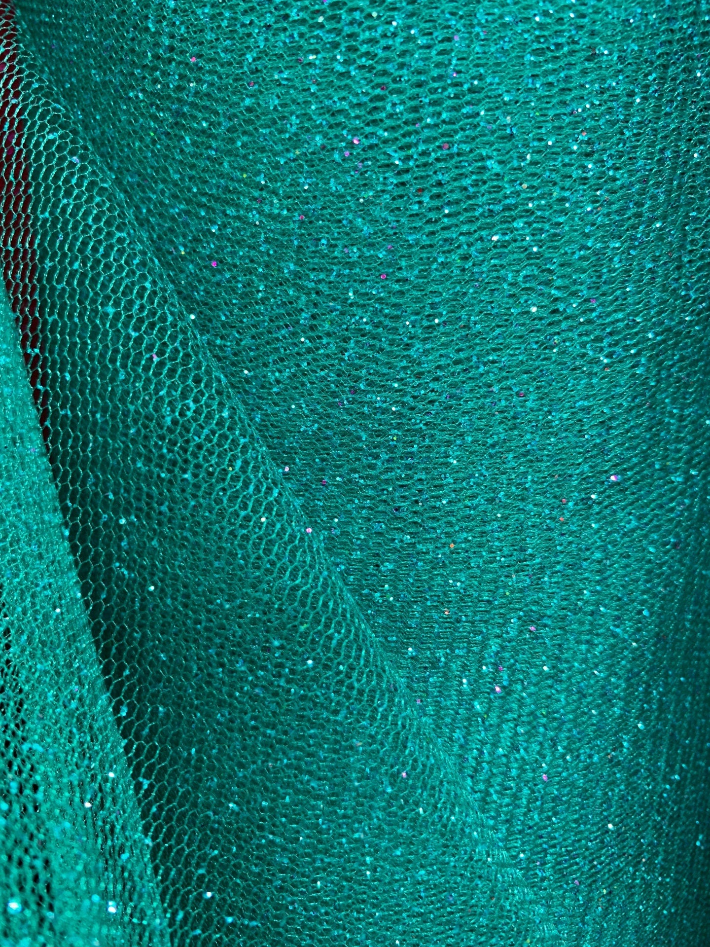 TEAL GREEN Sparkle Glitter Tulle Decoration Event Fabric (60 in.) Sold By The Yard