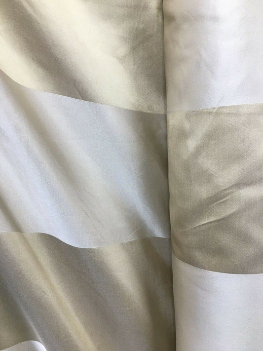 GOLD IVORY Striped Taffeta Brocade Upholstery Drapery Fabric (54 in.) Sold By The Yard