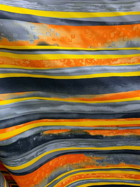 ORANGE Gray Gold Striped Polyester Twill Fabric (60 in.) Sold By The Yard