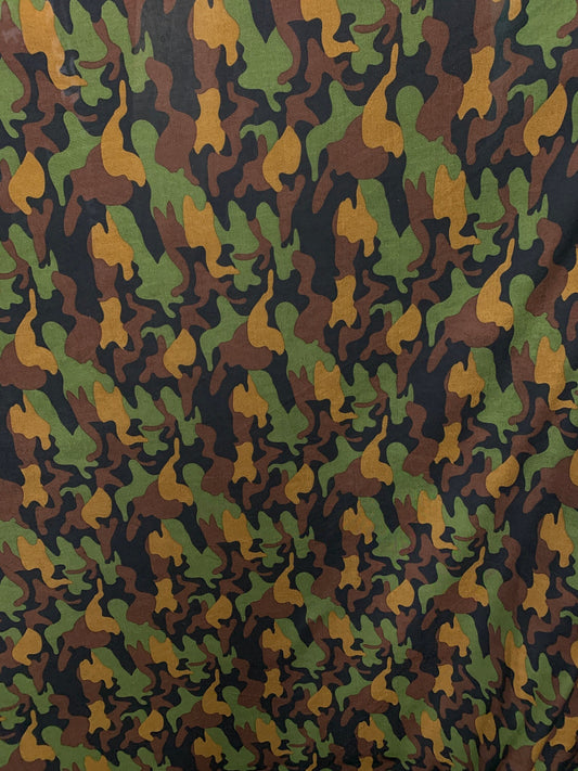 BROWN GREEN Camouflage Print Cotton Jersey Stretch Fabric (60 in.) Sold By The Yard