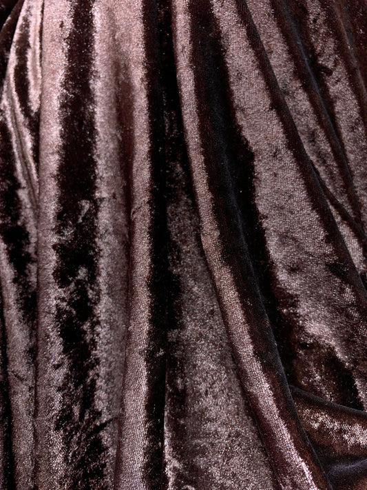 BROWN Crushed Polyester Stretch Velvet Fabric (60 in.) Sold By The Yard