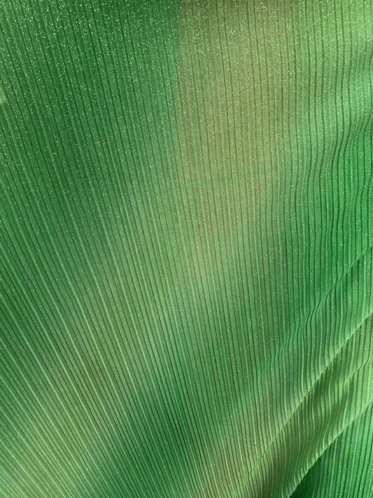 GREEN Pleated Sparkle Polyester Stretch Fabric (60 in.) Sold By The Yard