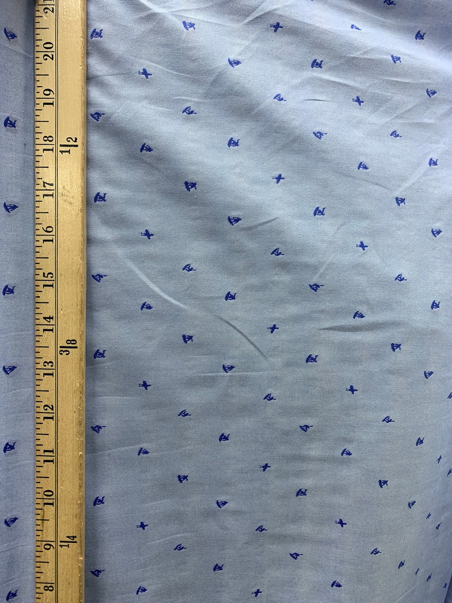 BABY BLUE Surfer Embroidered Cotton Fabric (60 in.) Sold By The Yard