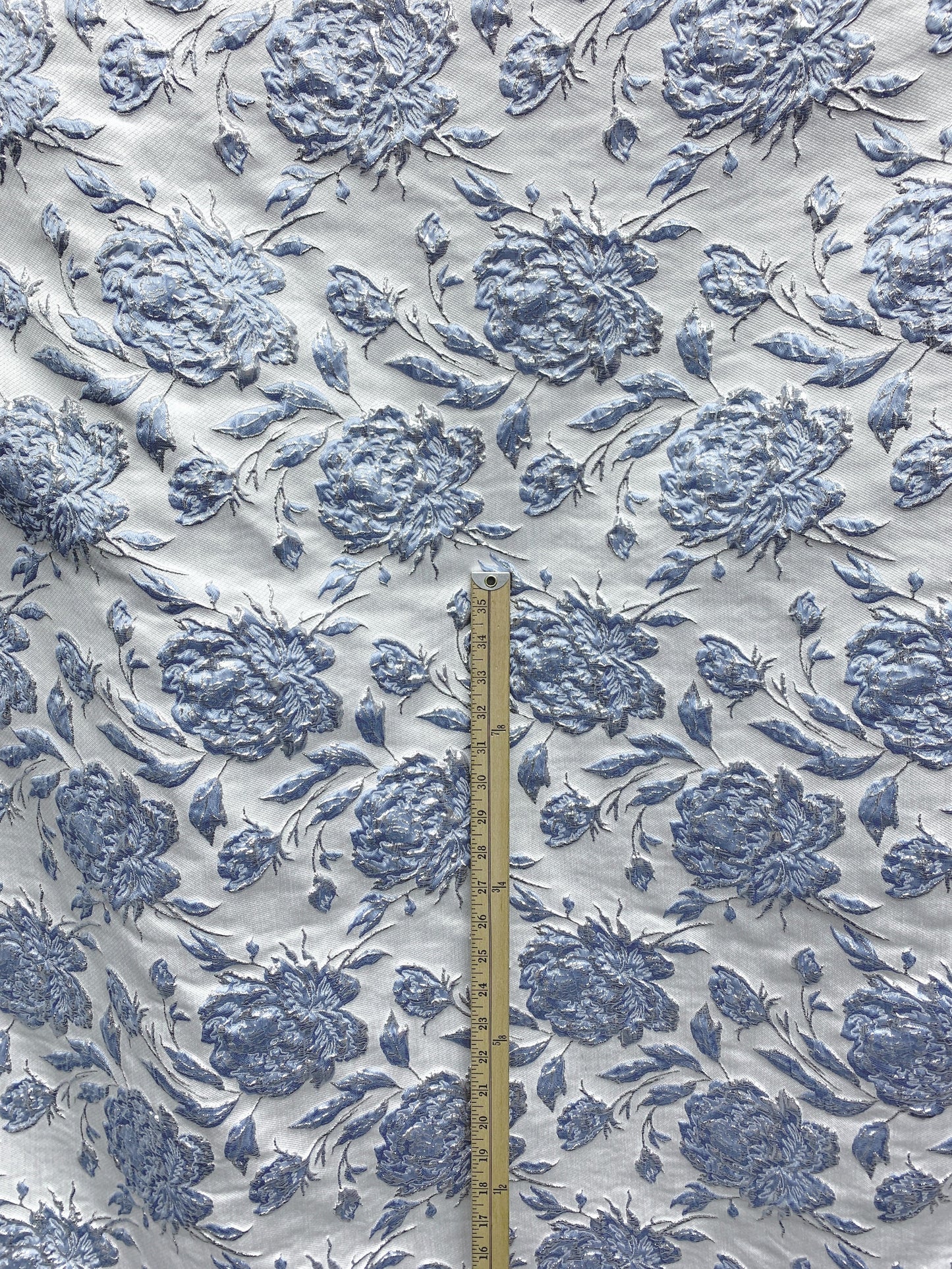 LIGHT BLUE Floral Brocade Fabric (60 in.) Sold By The Yard