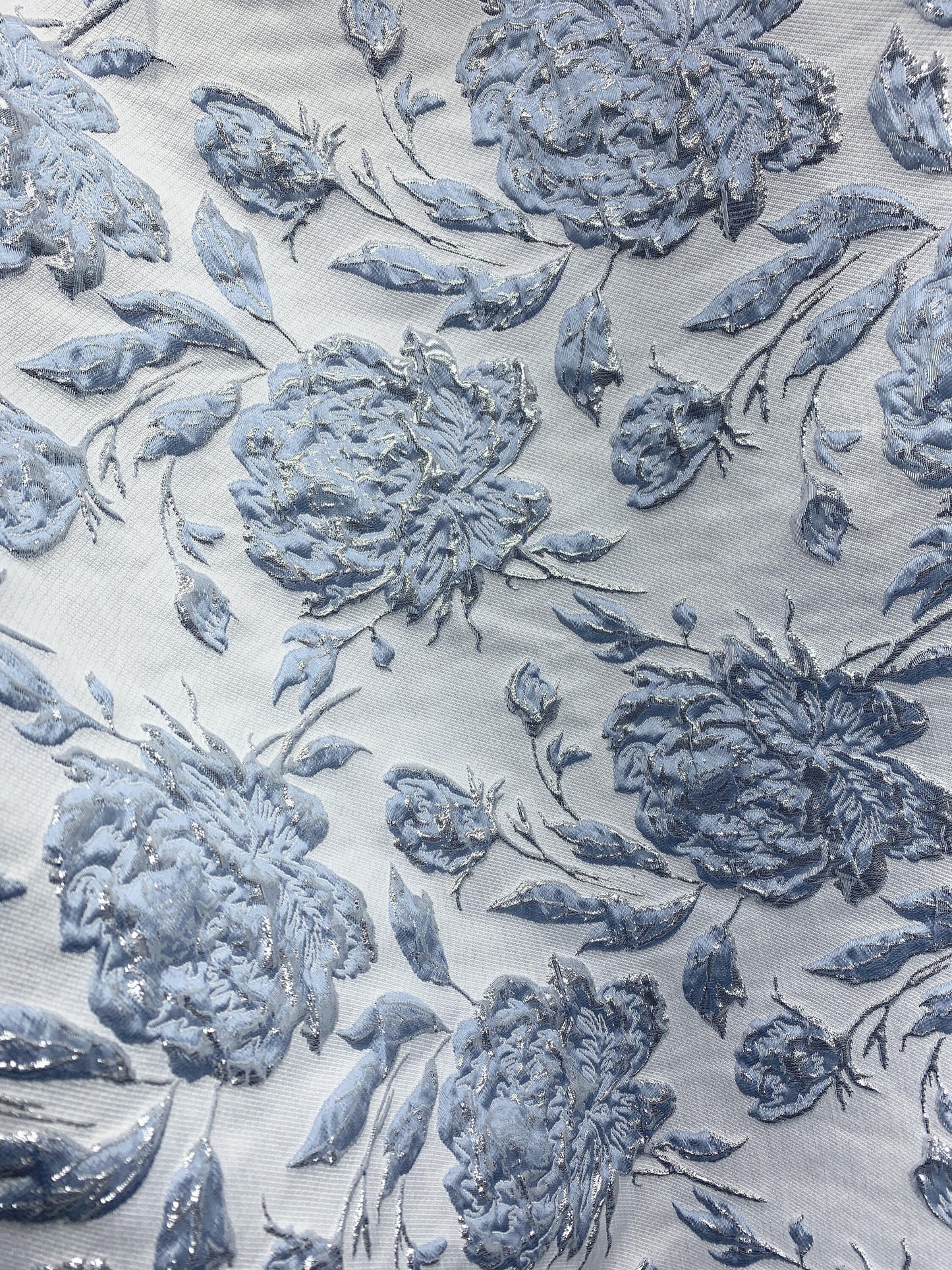 LIGHT BLUE Floral Brocade Fabric (60 in.) Sold By The Yard