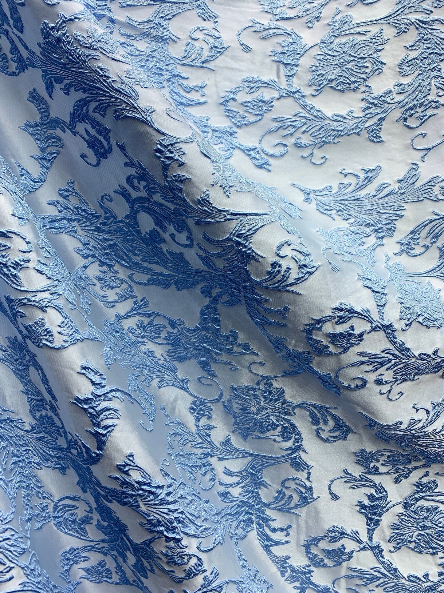 BABY BLUE Floral Brocade Fabric (60 in.) Sold By The Yard