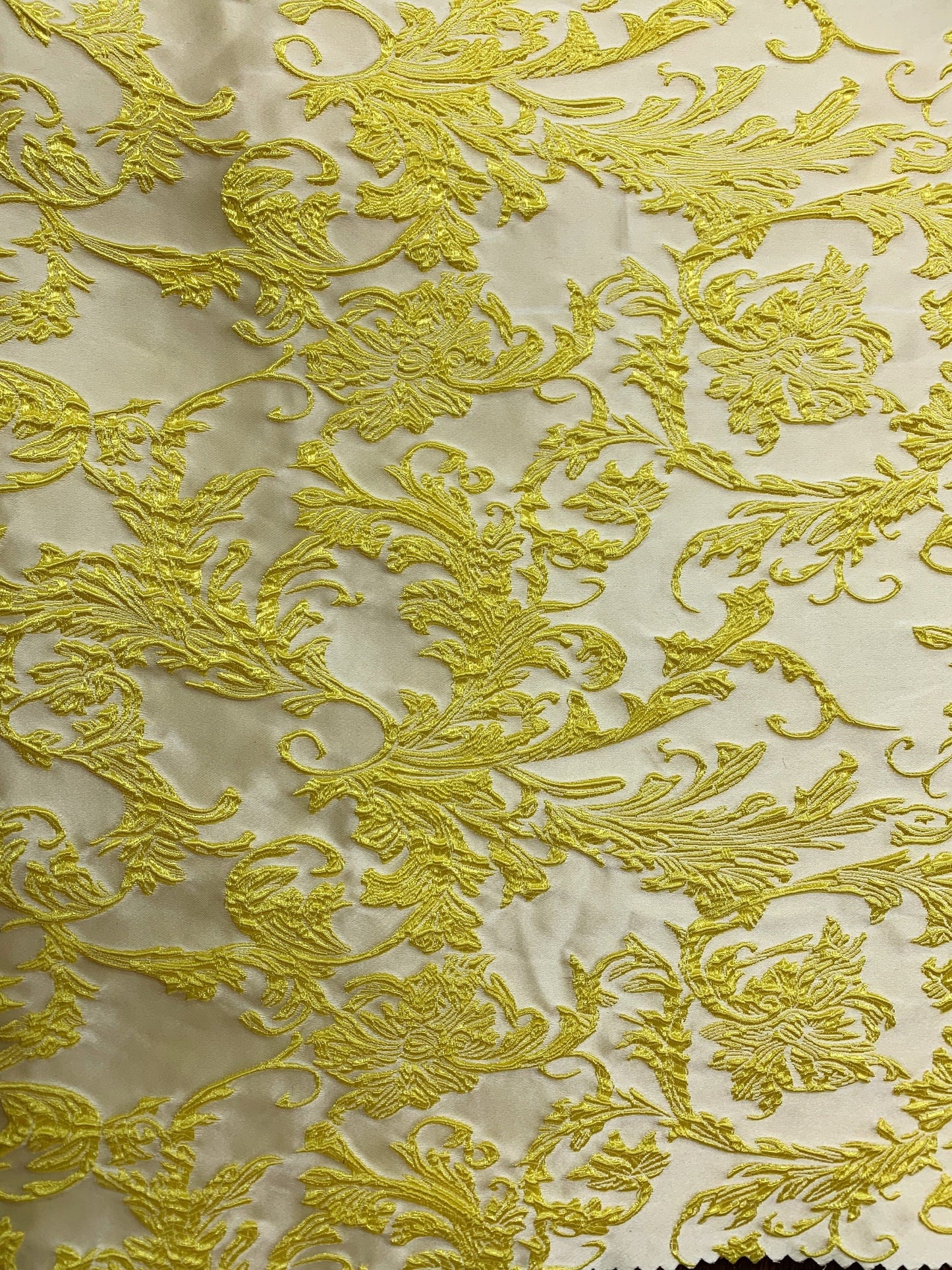 YELLOW Floral Brocade Fabric (60 in.) Sold By The Yard