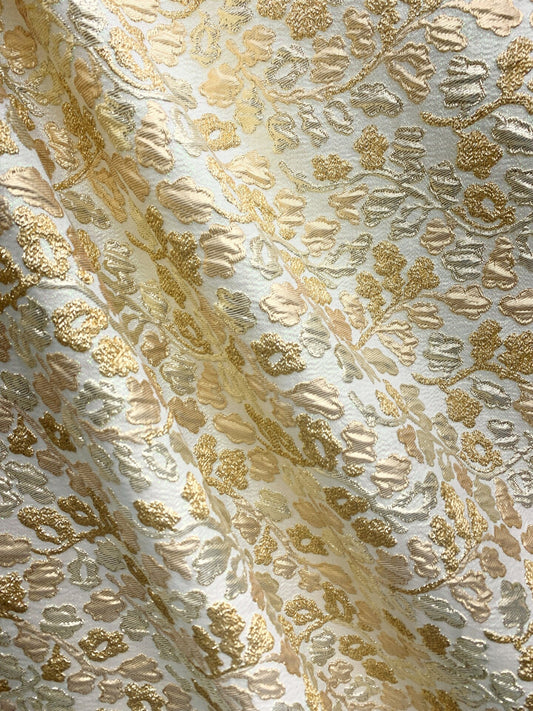 GOLD MULTICOLOR Floral Brocade Fabric (60 in.) Sold By The Yard