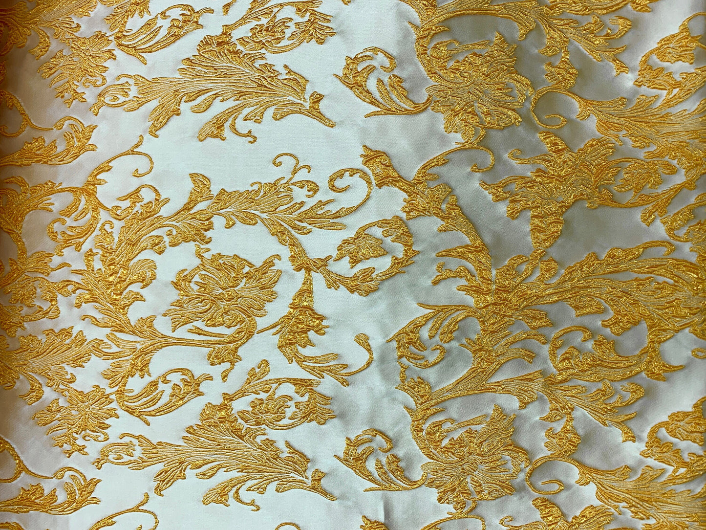 GOLDEN ORANGE Floral Brocade Fabric (60 in.) Sold By The Yard