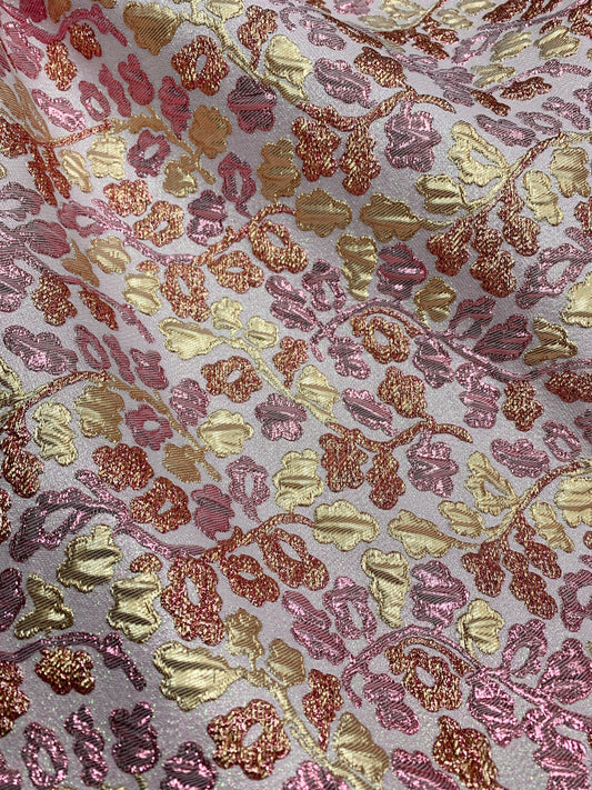 PINK GOLD MULTICOLOR Floral Brocade Fabric (60 in.) Sold By The Yard