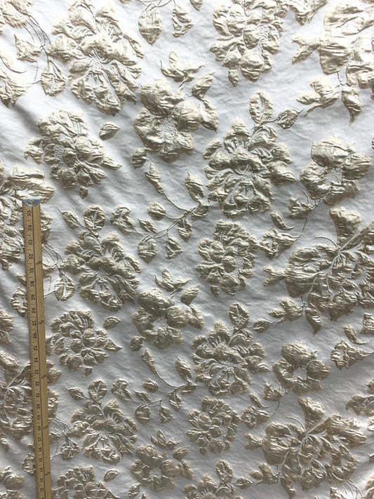 IVORY GOLD Floral Brocade Fabric (60 in.) Sold By The Yard