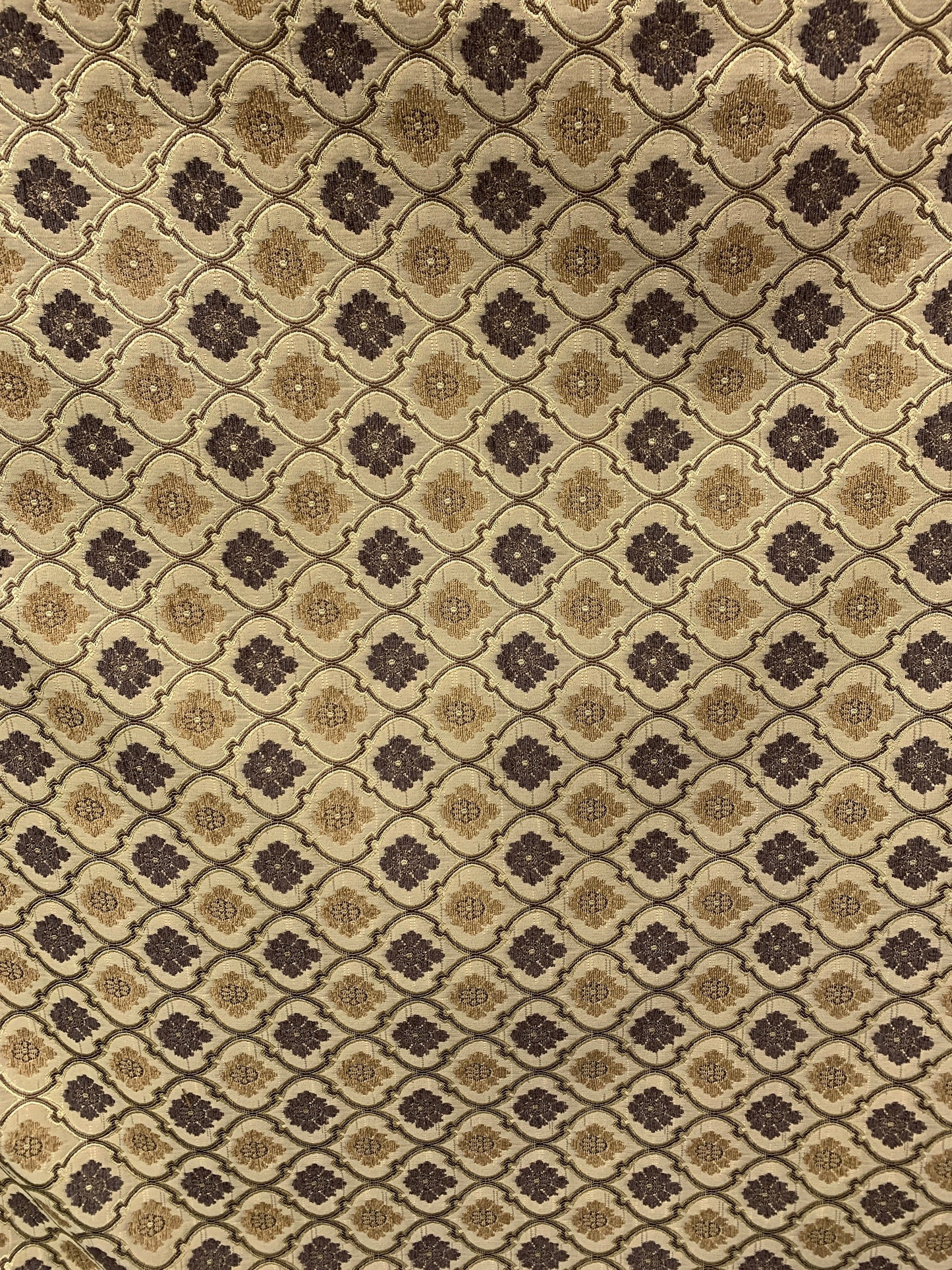BROWN Floral Trellis Chenille Upholstery Brocade Fabric (56 in.) Sold By The Yard