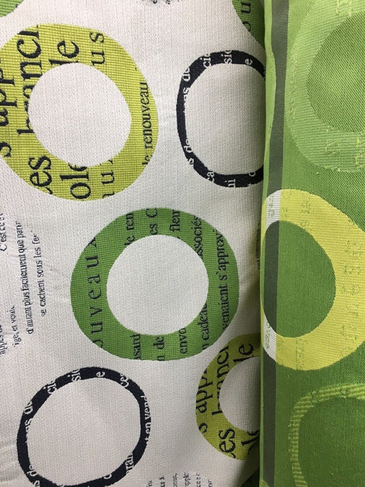 GREEN LIGHT BEIGE Circle French Upholstery Brocade Fabric (54 in.) Sold By The Yard