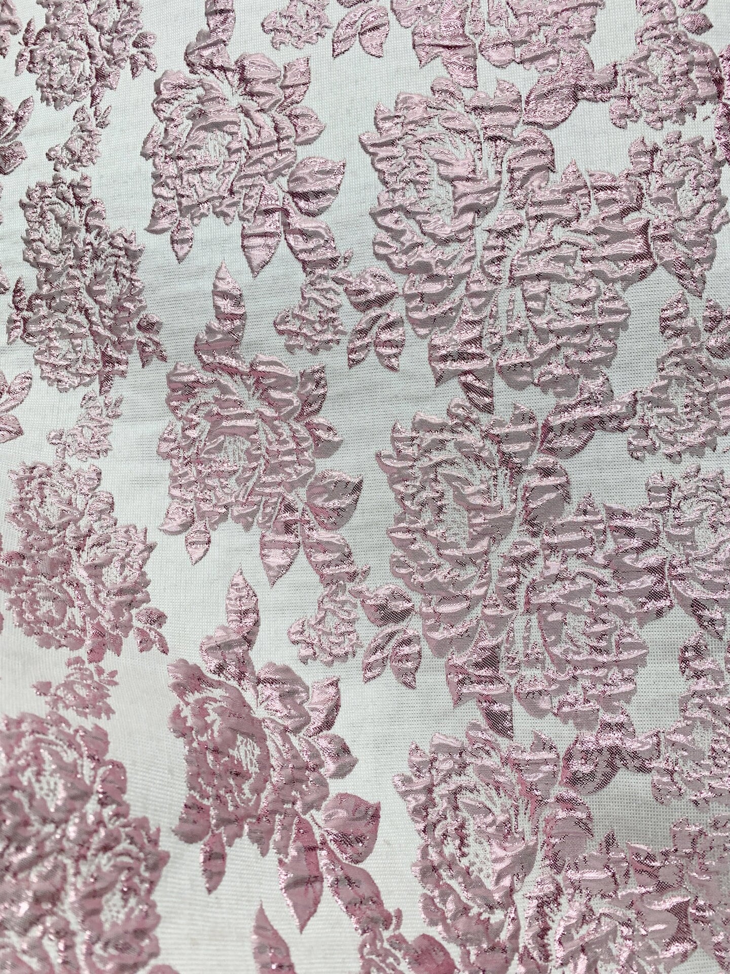 PINK WHITE Floral Brocade Fabric (60 in.) Sold By The Yard