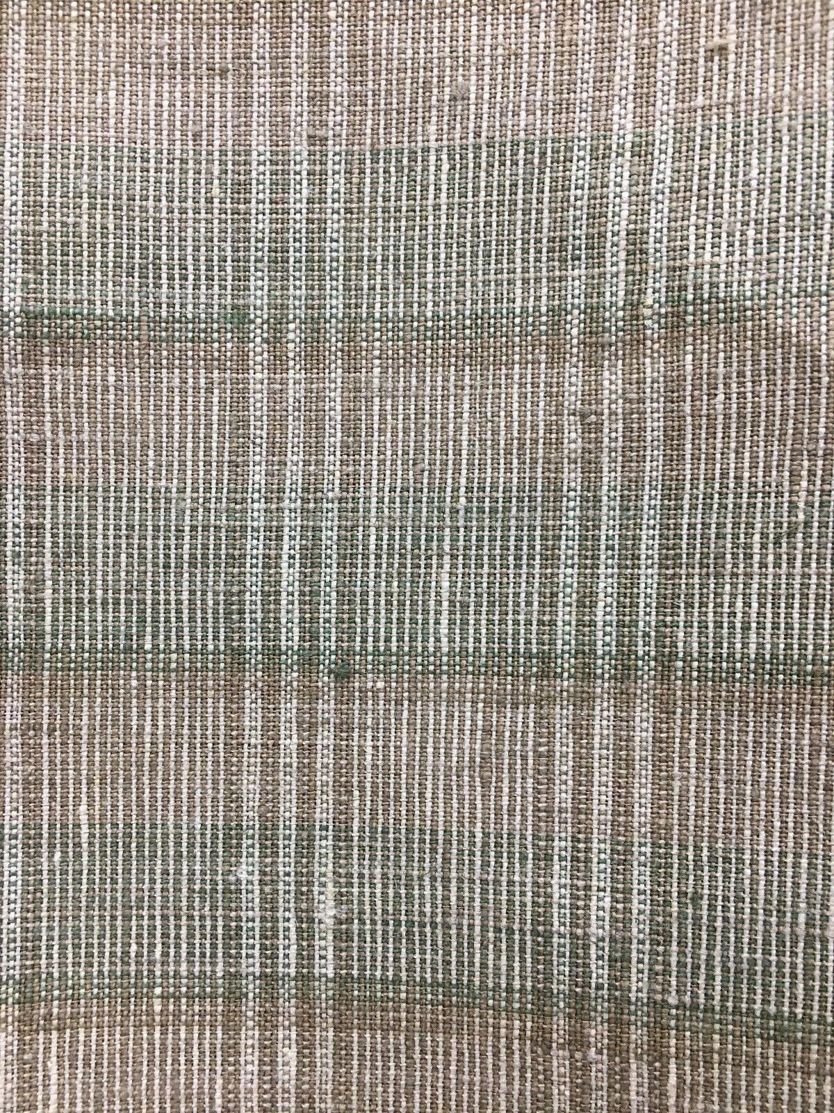 Beige Green Brown Plaid 100% Linen Fabric (60 in.) 10 Yards