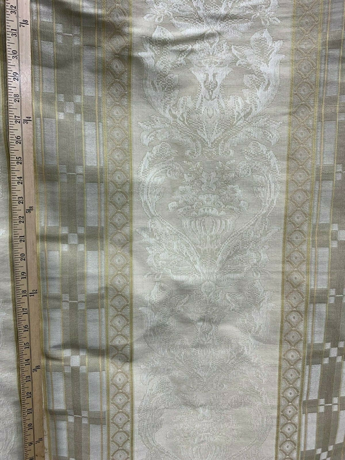 IVORY BEIGE Damask Jacquard Brocade Upholstery Drapery Fabric (54 in.) Sold By The Yard