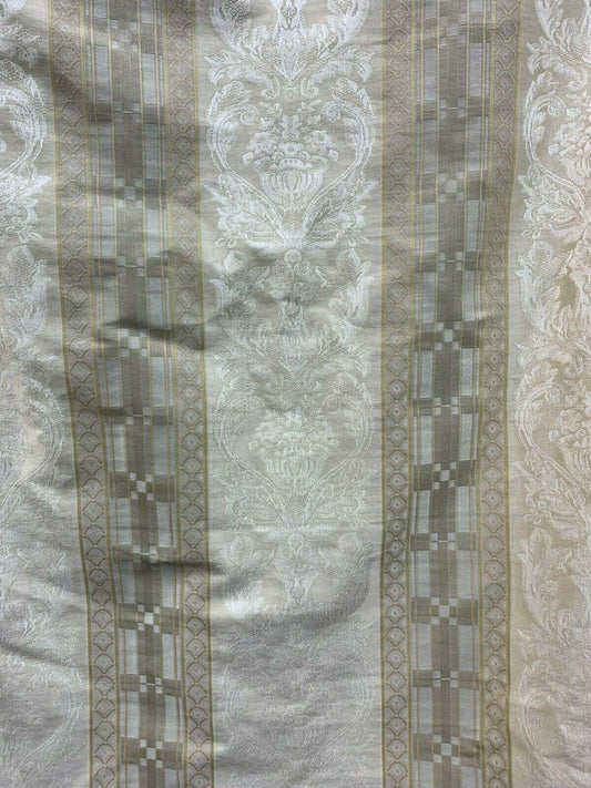 IVORY BEIGE Damask Jacquard Brocade Upholstery Drapery Fabric (54 in.) Sold By The Yard