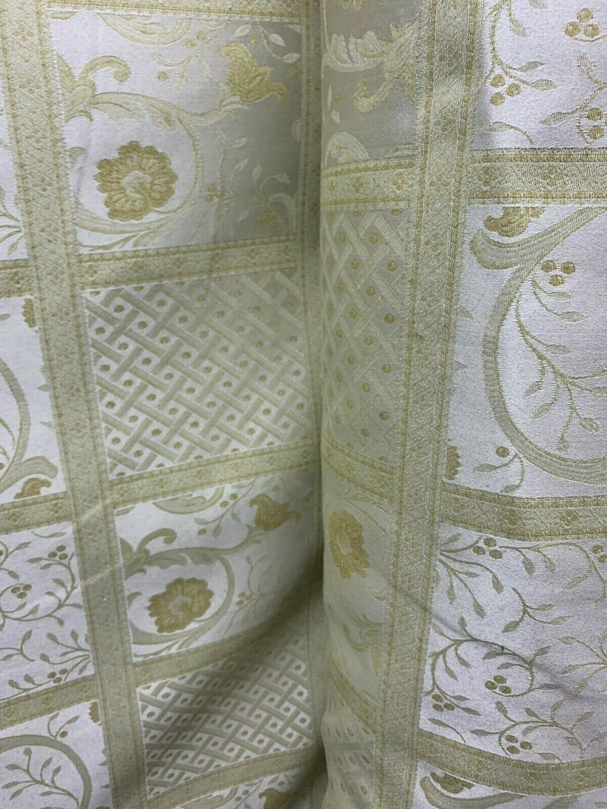 LIGHT BEIGE GOLD Floral Upholstery Drapery Brocade Fabric (54 in.) Sold By The Yard