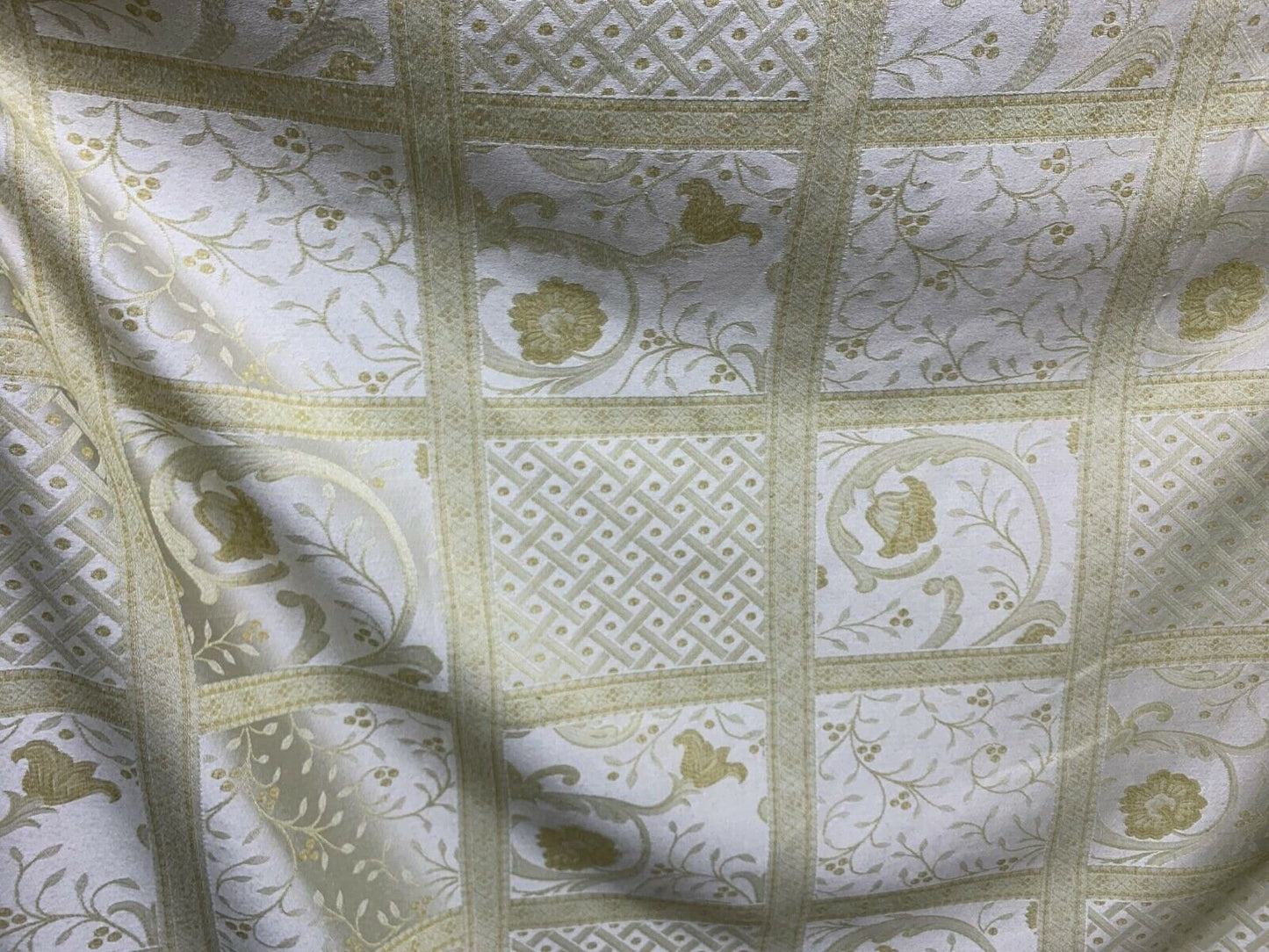 LIGHT BEIGE GOLD Floral Upholstery Drapery Brocade Fabric (54 in.) Sold By The Yard