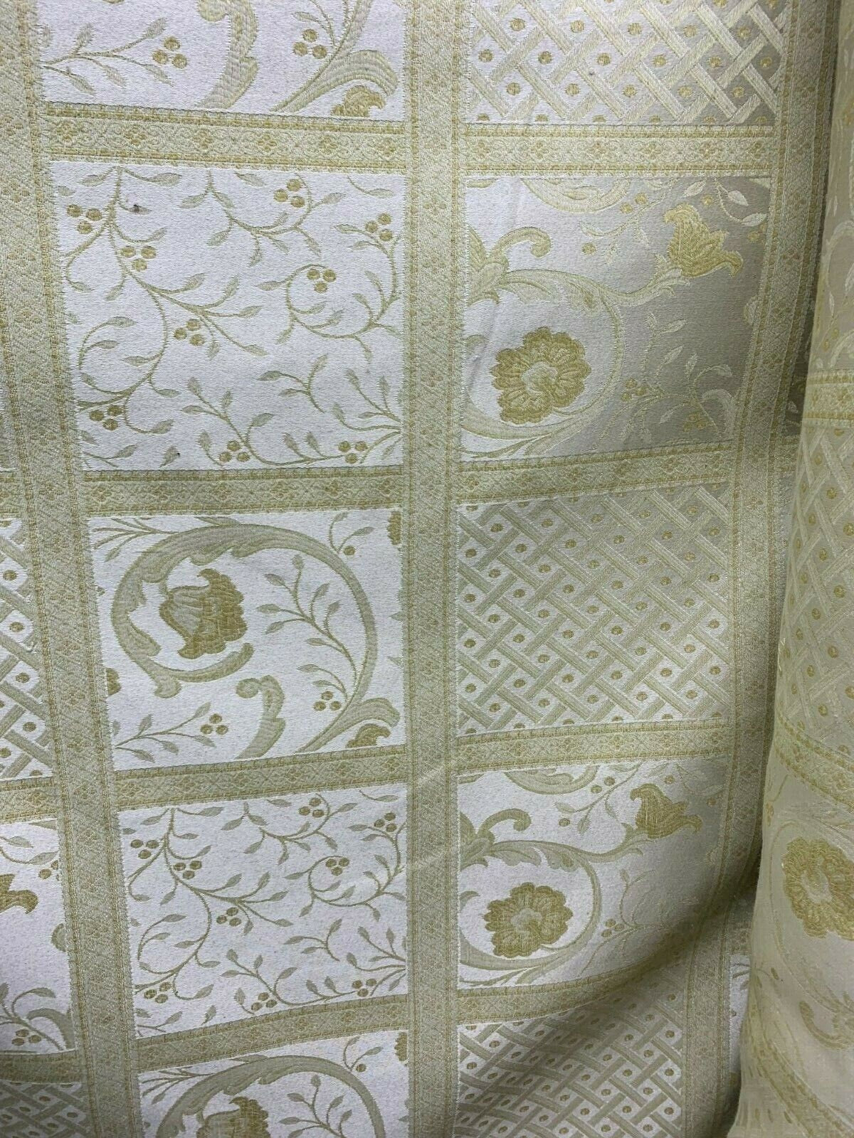 LIGHT BEIGE GOLD Floral Upholstery Drapery Brocade Fabric (54 in.) Sold By The Yard