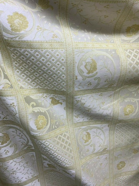 LIGHT BEIGE GOLD Floral Upholstery Drapery Brocade Fabric (54 in.) Sold By The Yard