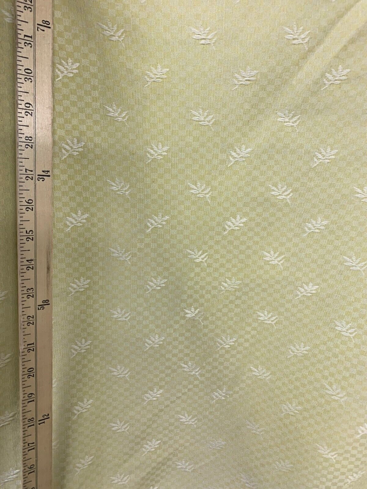 LIGHT YELLOW WHITE Leaves Upholstery Drapery Brocade Fabric (58 in.) Sold By The Yard