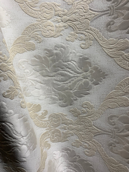 BEIGE Damask Brocade Upholstery Drapery Fabric (54 in.) Sold By The Yard