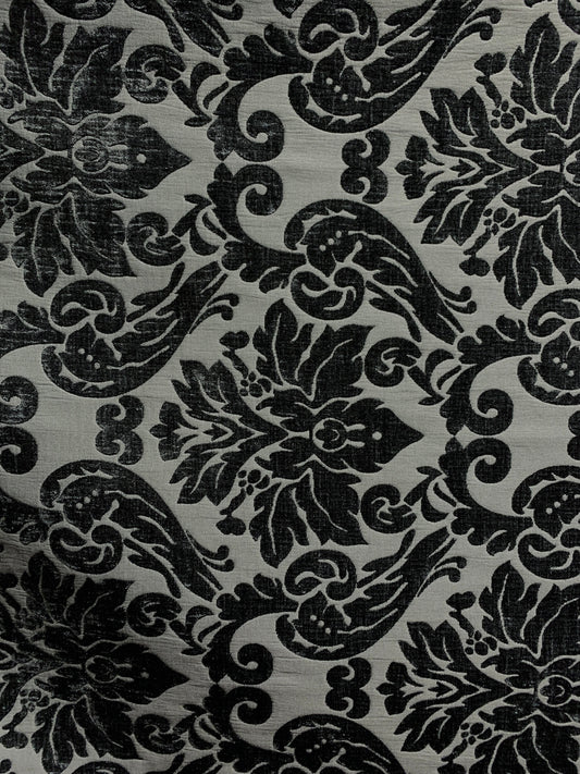 DARK GRAY Damask Chenille Upholstery Brocade Fabric (54 in.) Sold By The Yard