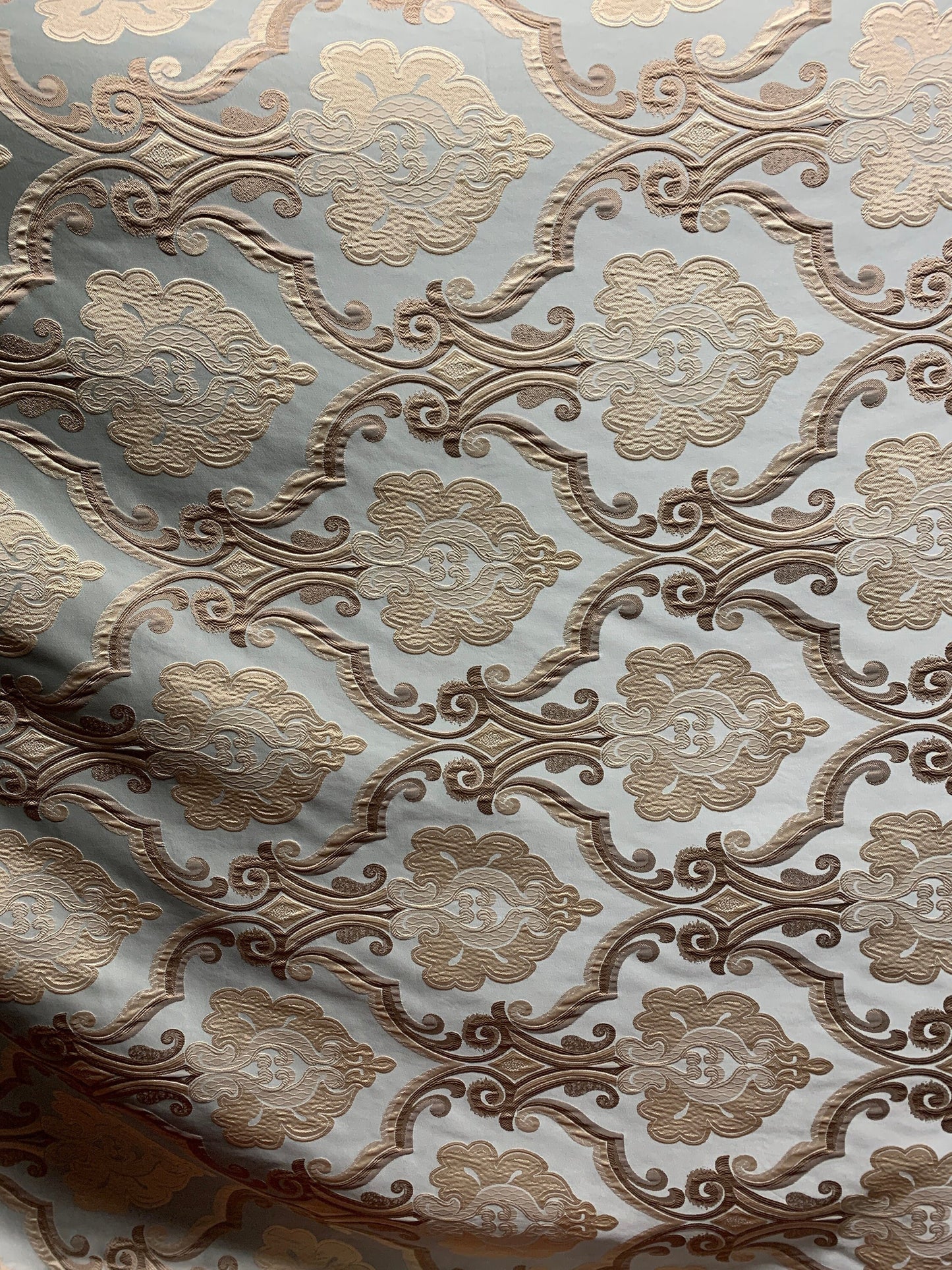 LIGHT SAGE TAUPE Damask Brocade Upholstery Drapery Fabric (54 in.) Sold By The Yard