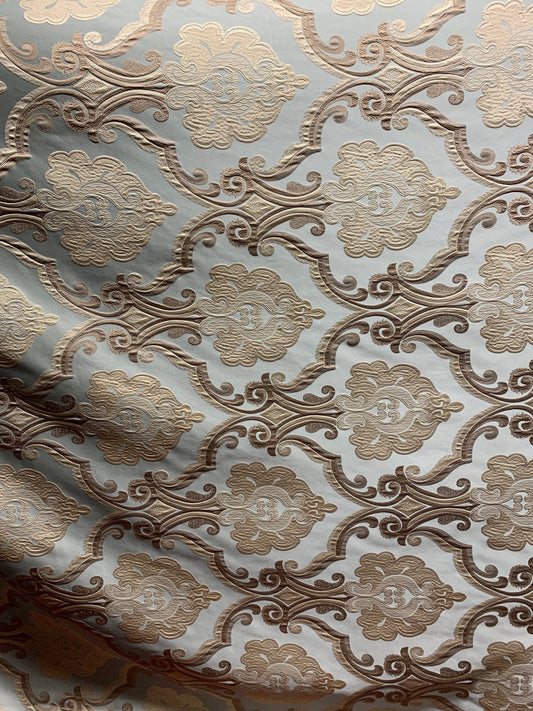 LIGHT SAGE TAUPE Damask Brocade Upholstery Drapery Fabric (54 in.) Sold By The Yard