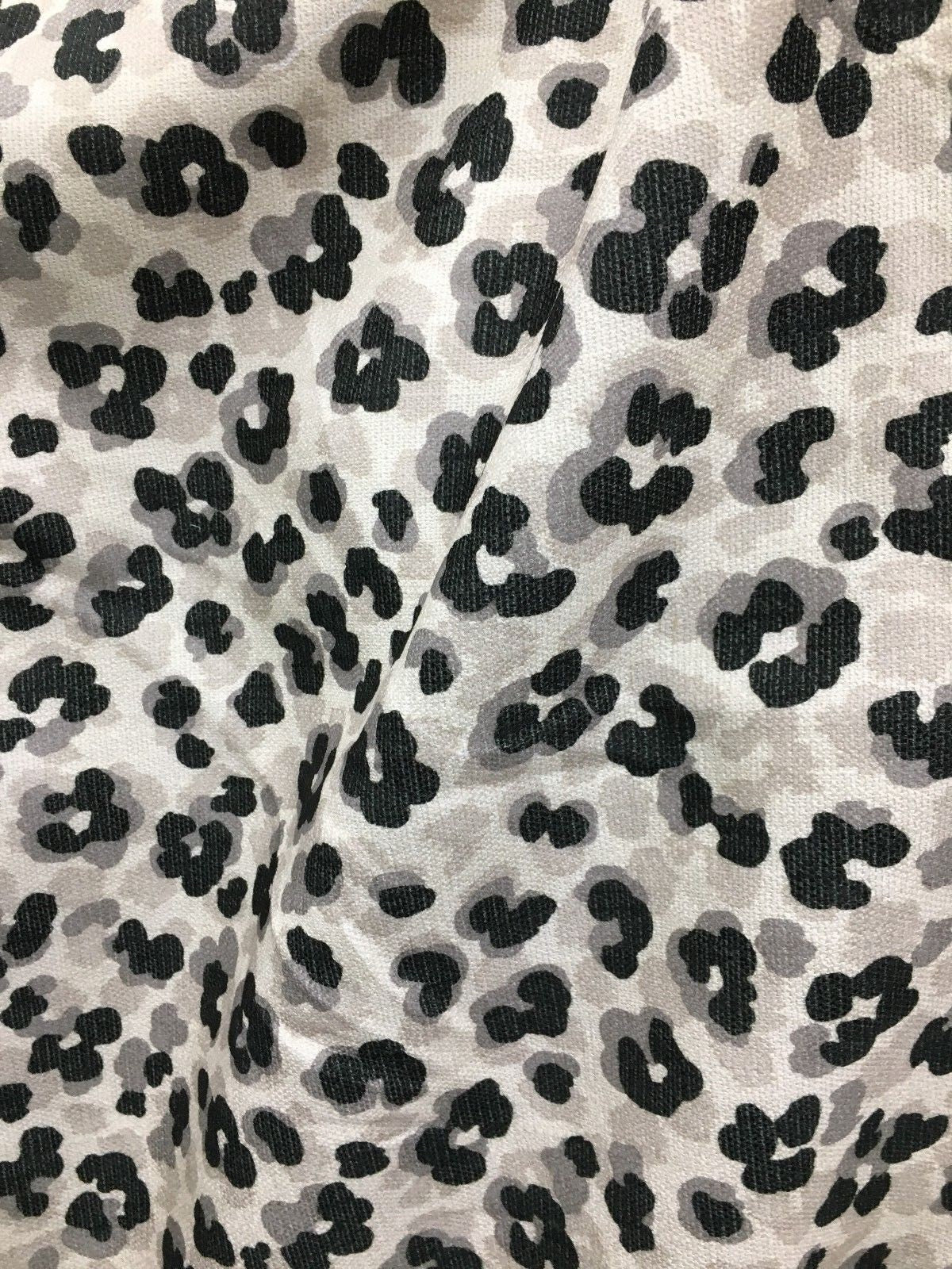 BEIGE BLACK Jaguar Print Poly Linen Upholstery Fabric (54 in.) Sold By The Yard