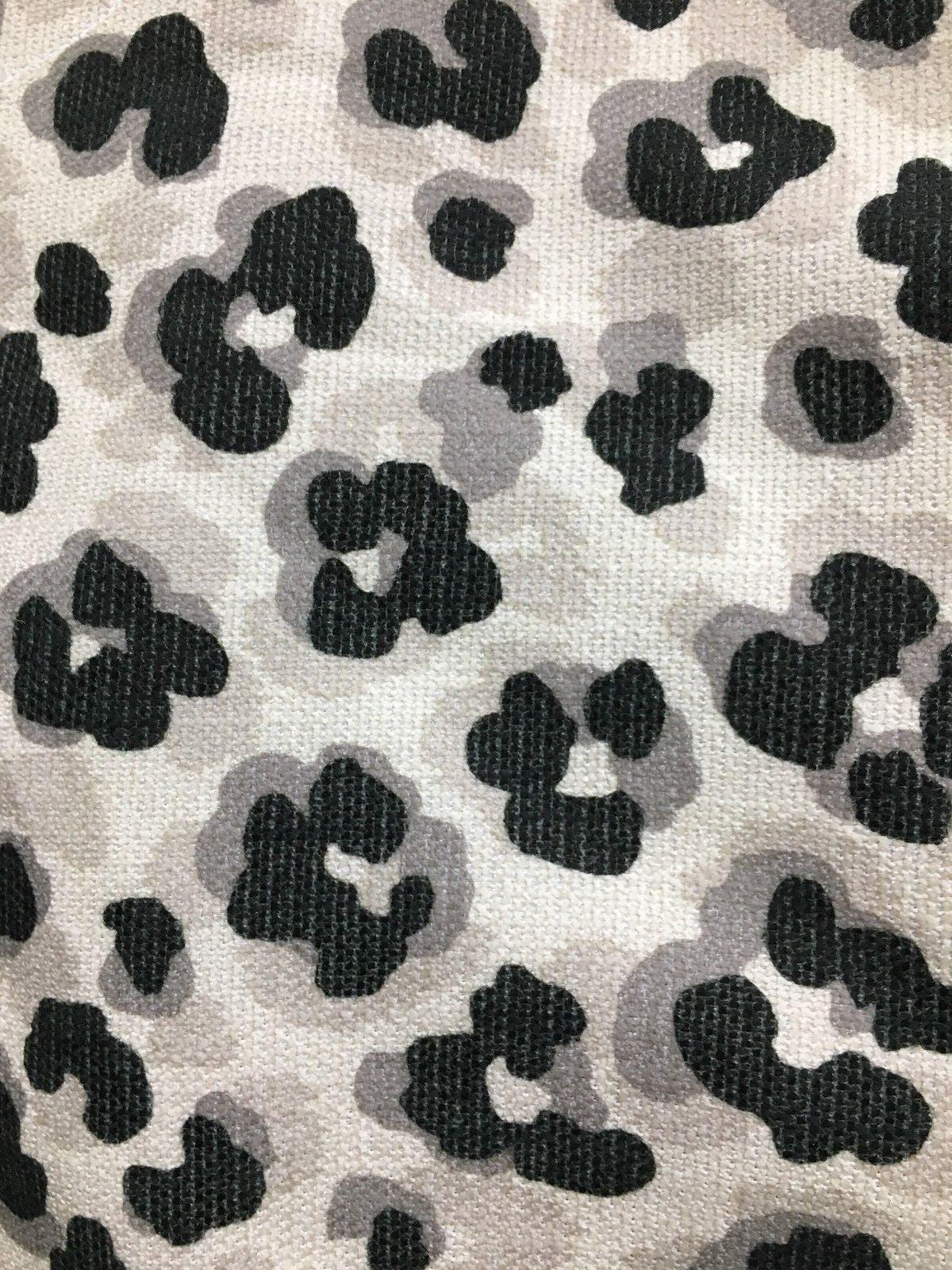 BEIGE BLACK Jaguar Print Poly Linen Upholstery Fabric (54 in.) Sold By The Yard