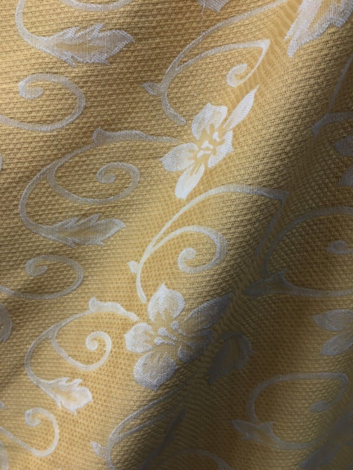 ORANGE GOLD Floral Upholstery Brocade Fabric (54 in.) Sold By The Yard