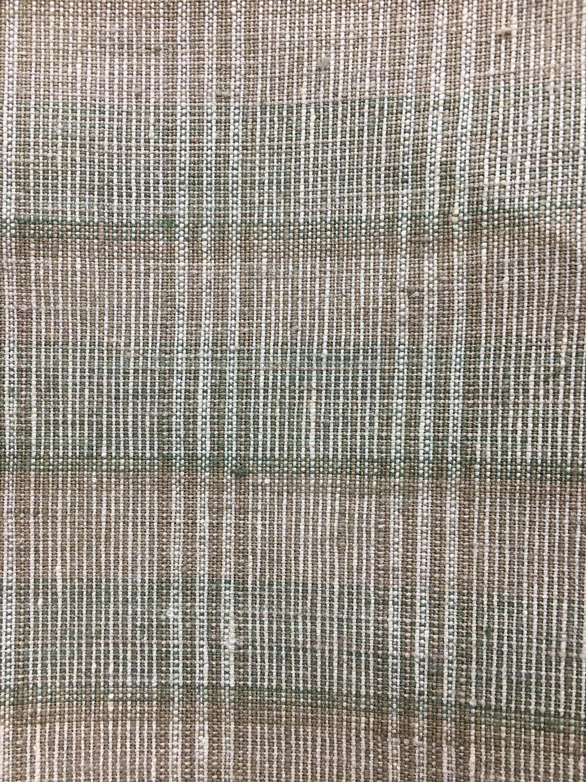 Beige Green Brown Plaid 100% Linen Fabric (60 in.) 20 Yards