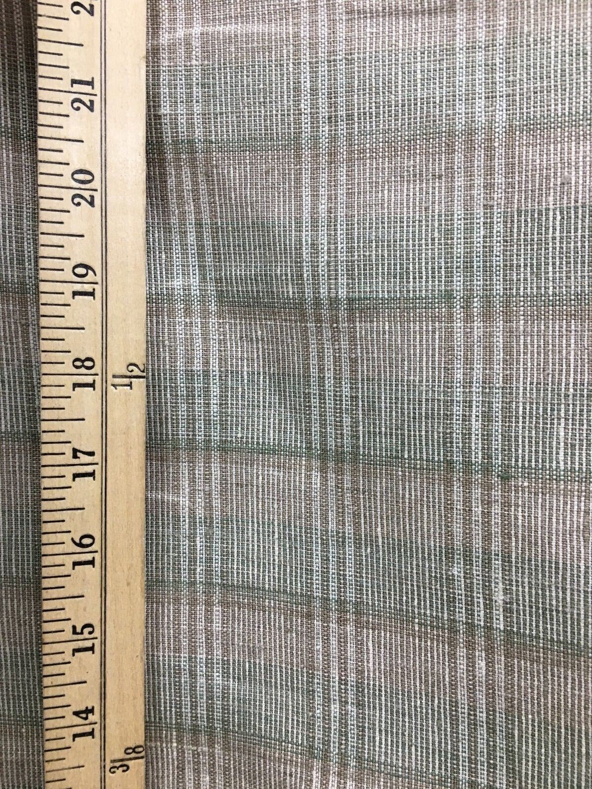 Beige Green Brown Plaid 100% Linen Fabric (60 in.) 10 Yards