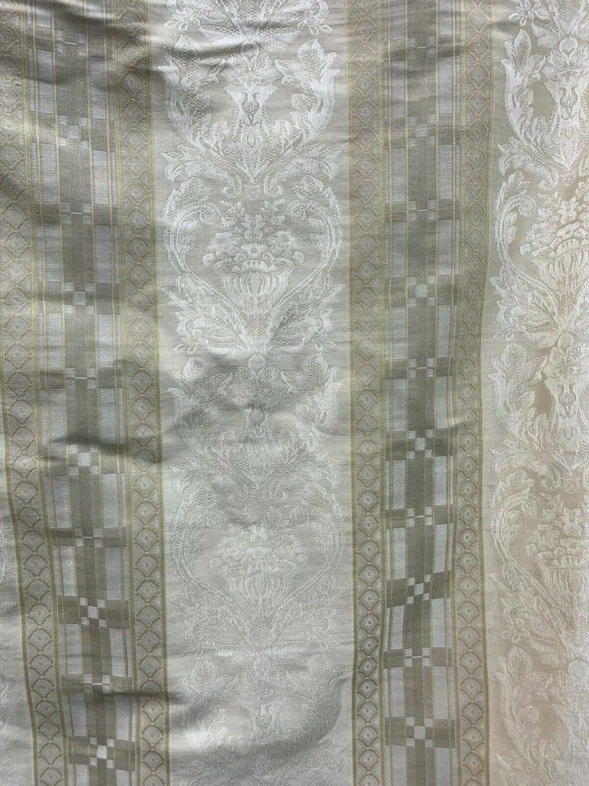 IVORY BEIGE Damask Jacquard Brocade Upholstery Drapery Fabric (54 in.) Sold By The Yard