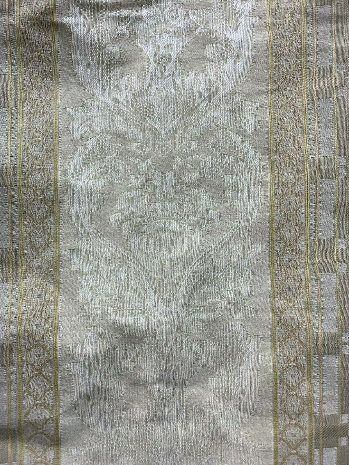 IVORY BEIGE Damask Jacquard Brocade Upholstery Drapery Fabric (54 in.) Sold By The Yard