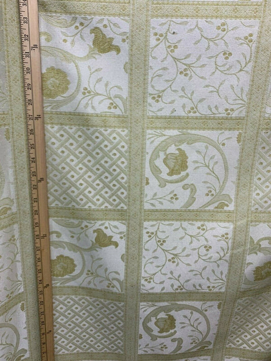 LIGHT BEIGE GOLD Floral Upholstery Drapery Brocade Fabric (54 in.) Sold By The Yard