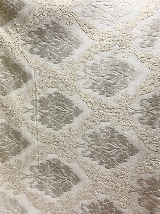 BEIGE Damask Brocade Upholstery Drapery Fabric (54 in.) Sold By The Yard